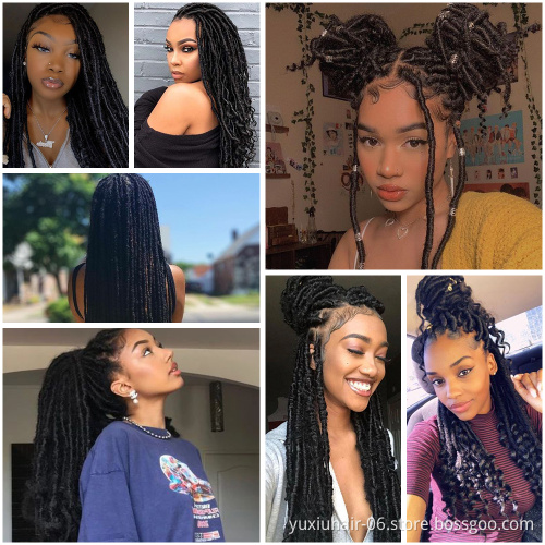 Crochet Hair Soft End Natural Synthetic Braids Brown Extension For Women
